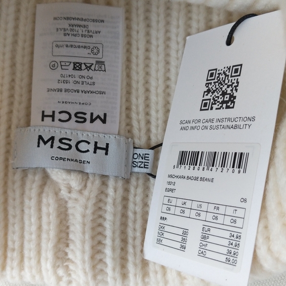 NWT MSCH Moss Copenhagen Wool Blended Kara Badge Beanie / Winter Hats - Picture 6 of 9